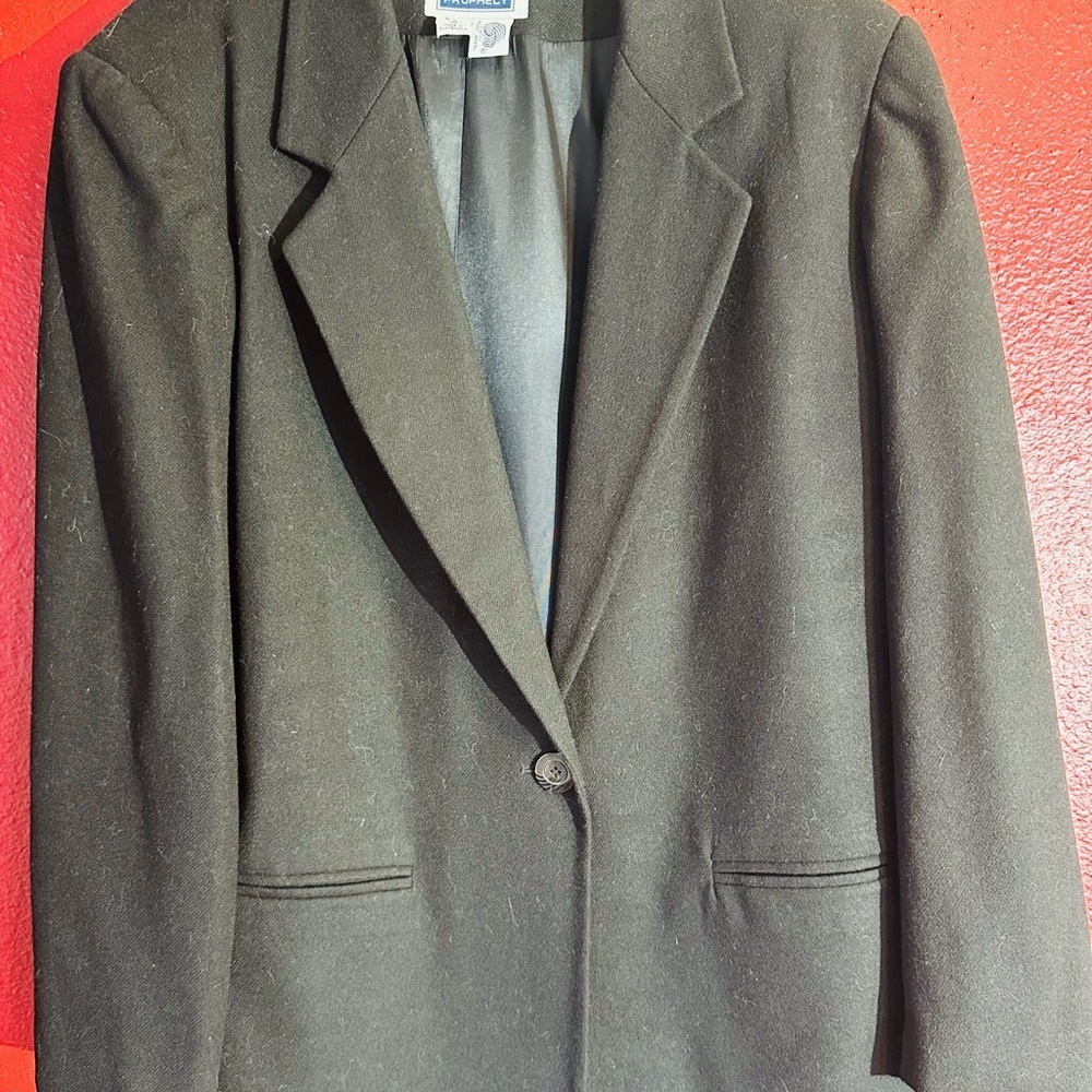 Prophecy Blazer Women’s 12 Black 100% Wool Jacket Suit Vintage